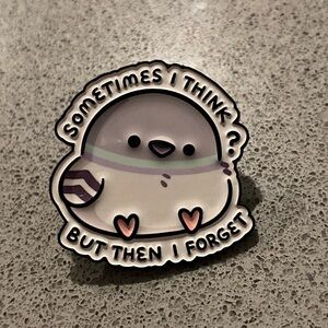 Cute Bird Enamel Pin - Gray and White